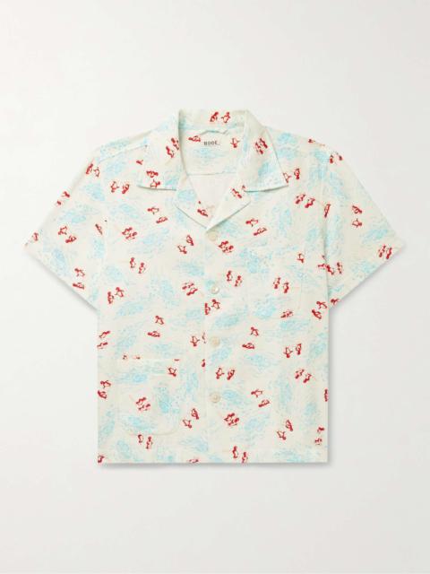 BODE Camp-Collar Printed Cotton-Piqué Shirt