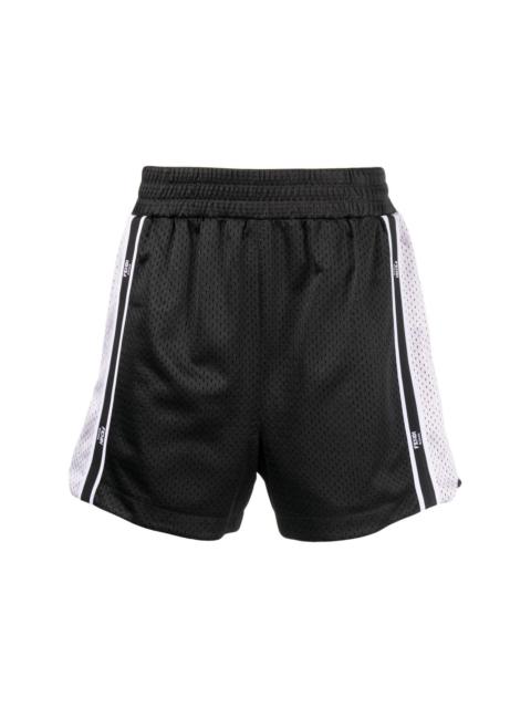 logo-tape perforated track shorts