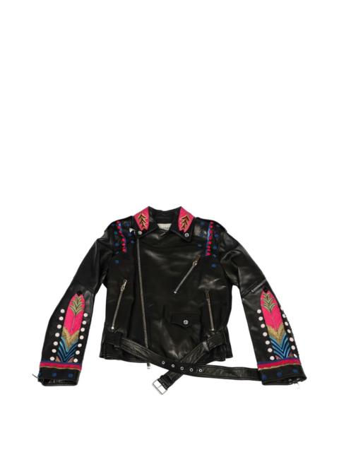 Valentino bead-embellished leather jacket