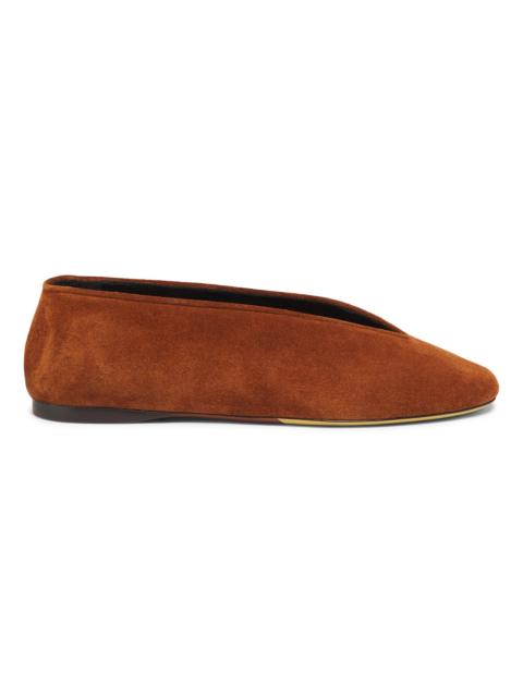 Moschino Women's Corsage Suede Ballet Flats - Rust