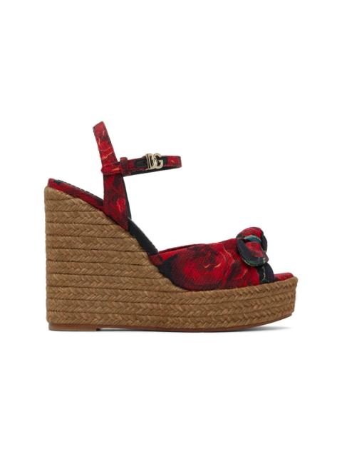 Dolce & Gabbana Red 85 Cava MM Lolita Wedge Heeled Sandals