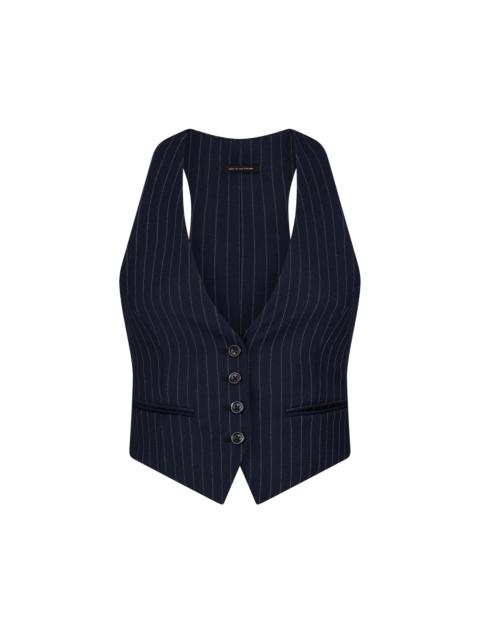TOM FORD STRIPED WOOL FLANNEL WAISTCOAT