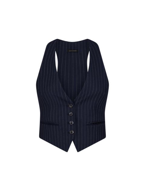 STRIPED WOOL FLANNEL WAISTCOAT