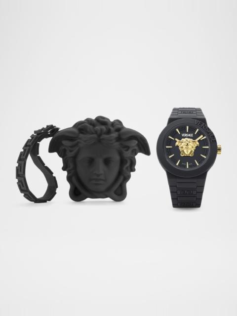 VERSACE Men's Medusa Pop Black Silicone Watch with Pouch, 39mm