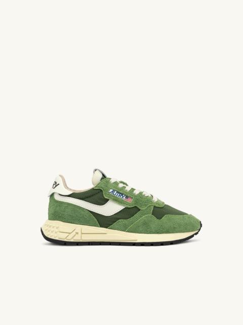 AUTRY REELWIND LOW SNEAKERS IN MILITARY GREEN AND MARSHMALLOW NYLON AND SUEDE