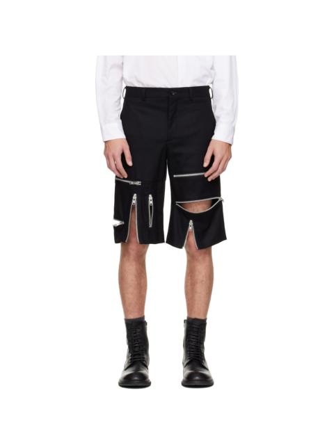 Comme des Garçons Homme Plus Black Wool Nylon Flannel Shorts