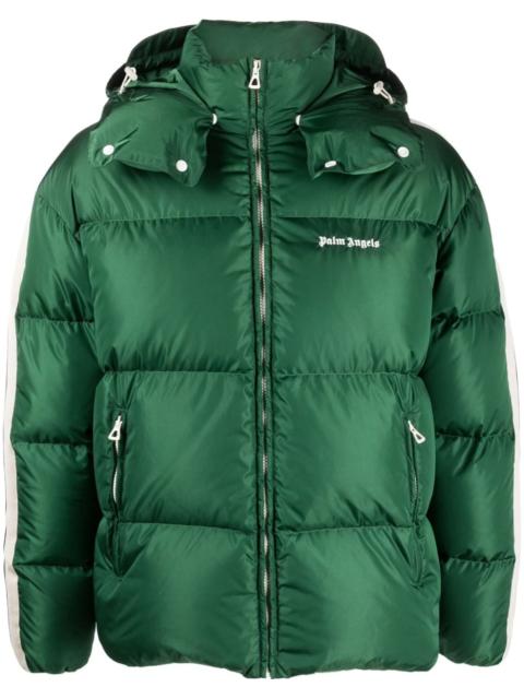 Palm Angels logo-print side-stripe puffer jacket