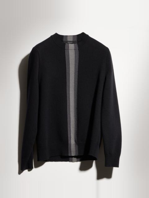 GUCCI Knit wool sweater with muted Web