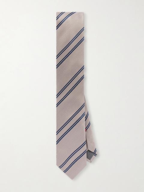 Brunello Cucinelli 7.5cm Striped Herringbone Silk-Jacquard Tie