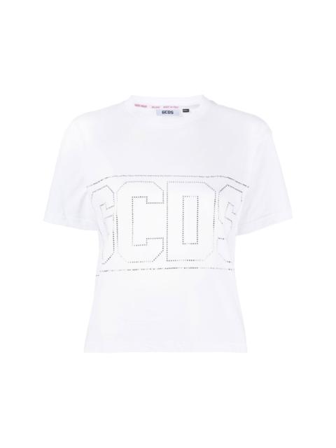 GCDS studded-logo crop T-shirt