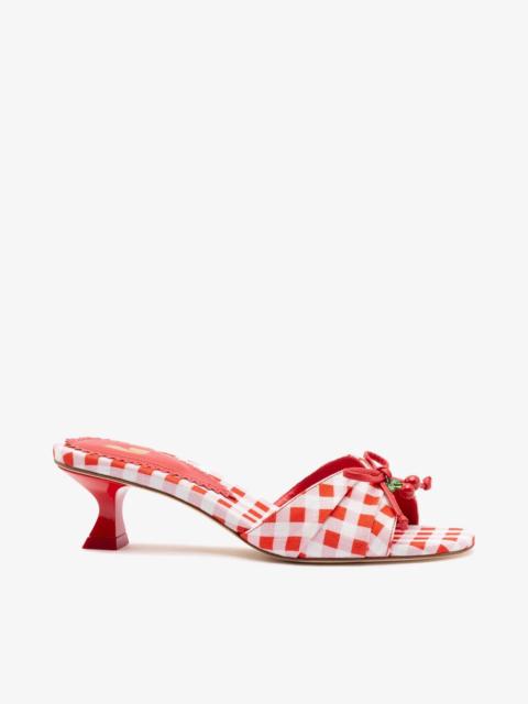 Larroudé Bardot Mule Scarlet Printed Raffia