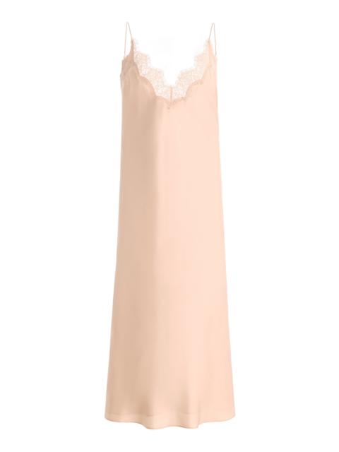 RÓHE Lace-Trimmed Silk Midi Camisole Dress pink