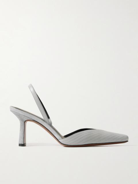 NEOUS Dilmun Suede-trimmed Leather Slingback Pumps
