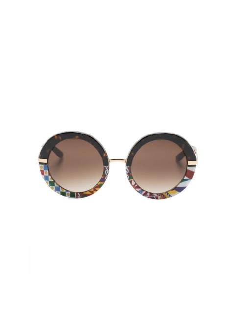 Dolce & Gabbana floral-print round-frame sunglasses