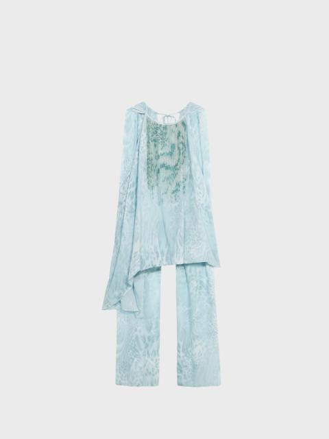 Blumarine CHIFFON TOP WITH BEADS AND FRINGES
