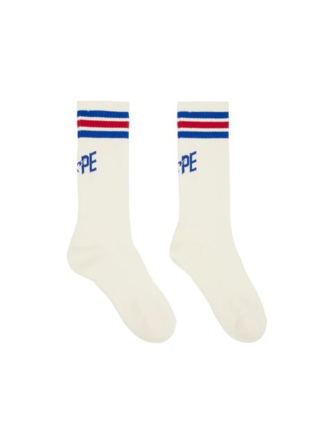 A BATHING APE® White STA Line Socks