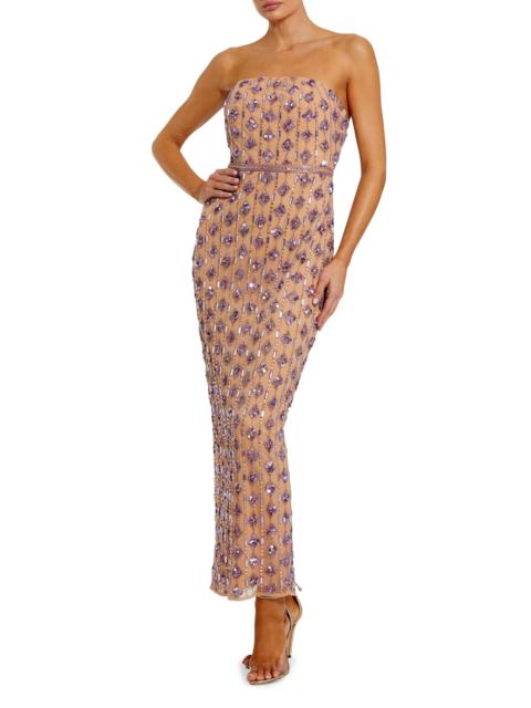 MAC DUGGAL Women's Beaded Strapless Cocktail Dress - Beige Lilac