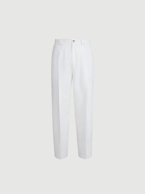 Brunello Cucinelli Cotton and linen panama trousers with pleat