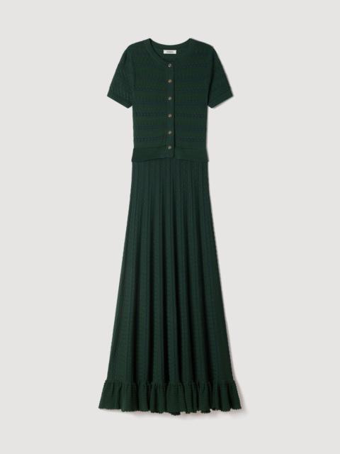 Sandro POINTELLE KNIT MIDI DRESS