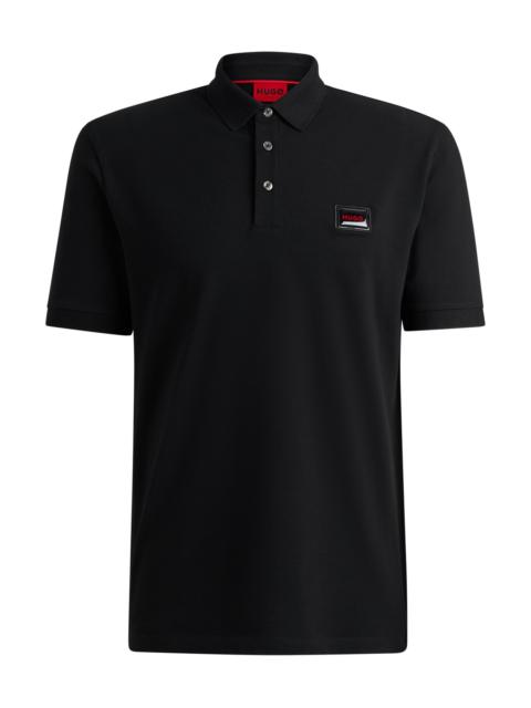 HUGO COTTON-PIQUÉ POLO SHIRT WITH JELLY LOGO LABEL