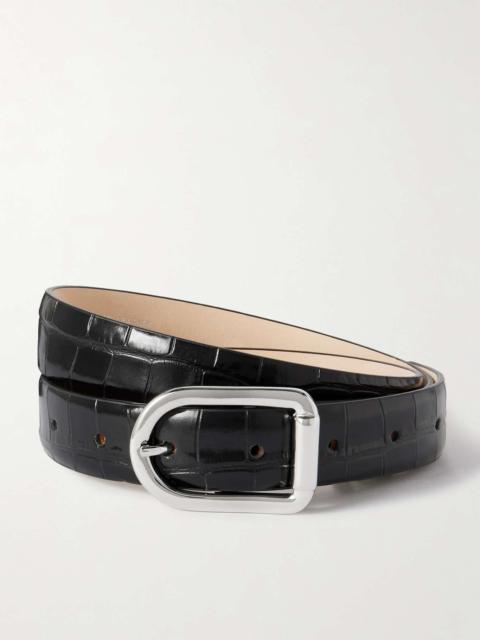 DÉHANCHE Mija croc-effect leather belt Black
