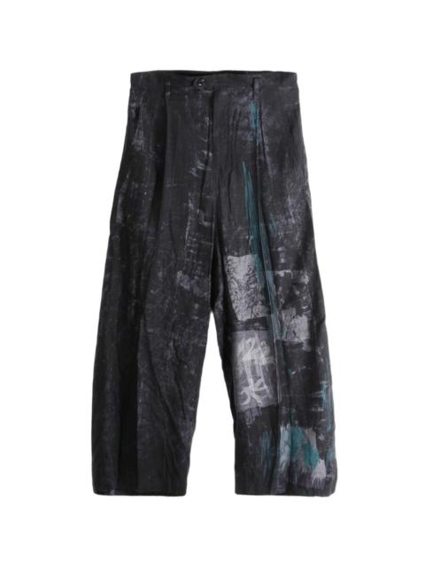 Y's graphic-print pleated trousers