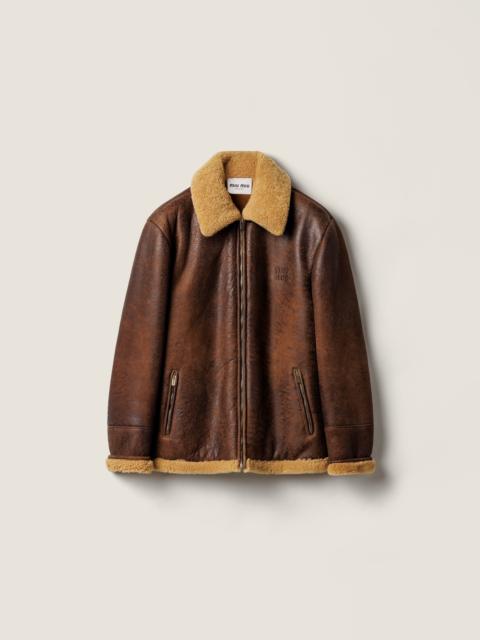 Miu Miu Waxed shearling blouson jacket