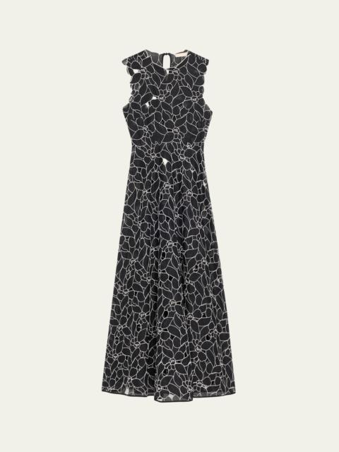 Kiana Embroidered Sleeveless Midi Dress