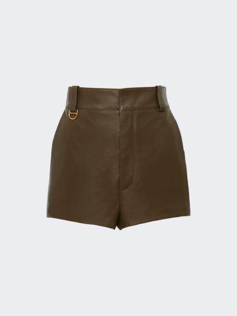 Tailored Leather Shorts Deep Olive