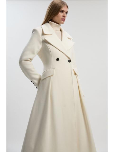 KAREN MILLEN Wool Tailored Flared Skirt Midi Coat