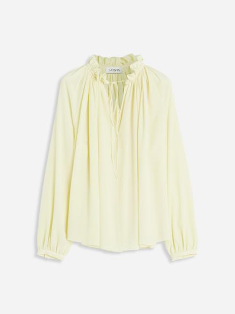 Lanvin LONG SLEEVES BLOUSE WITH OPEN NECK AND RUFFLES IN LIGHT SILK