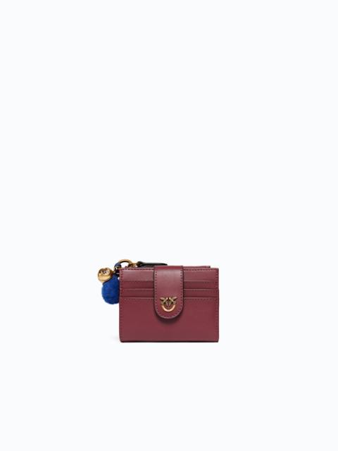 PINKO MULTI-PURPOSE LEATHER WALLET WITH POMPOM