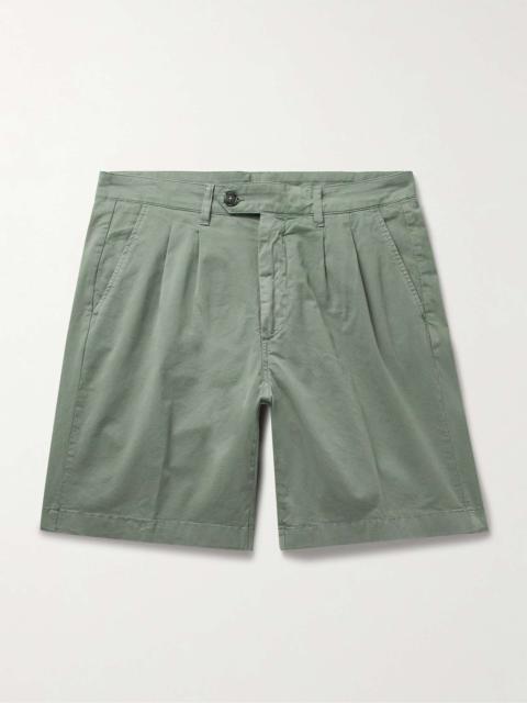 Canali Straight-Leg Pleated Cotton-Blend Twill Bermuda Shorts