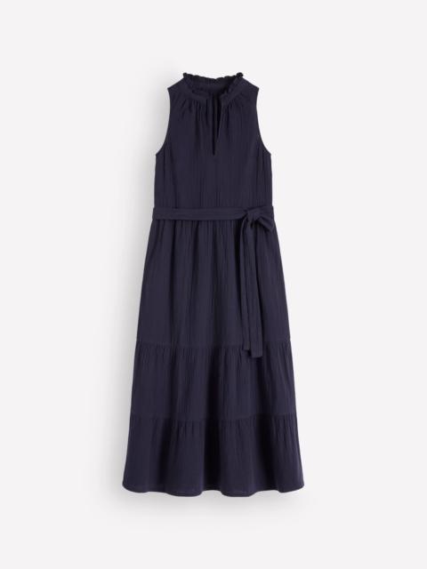 BODEN Viv Double Cloth Maxi Dress-Navy