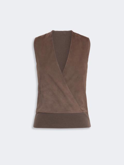 Max Mara POTENZA Wool and cashmere yarn gilet - MUD