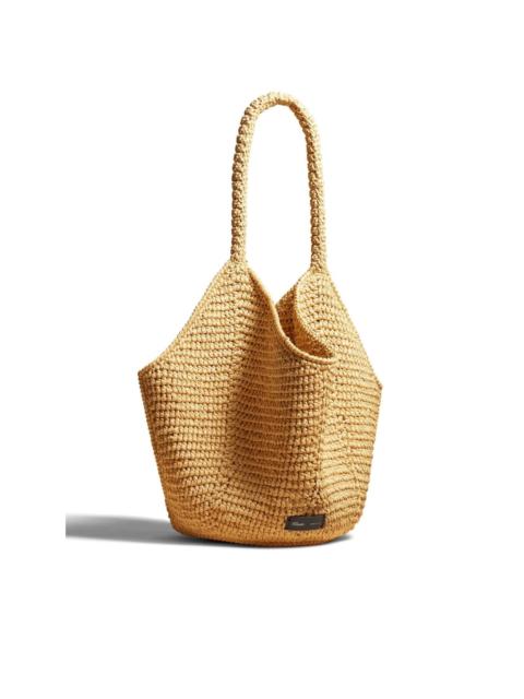 medium Lotus raffia tote bag