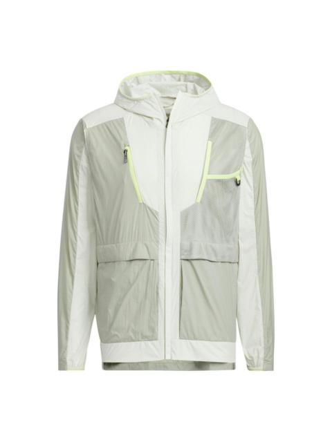 adidas TERREX U VOYG LIGHT WB Outdoor Sports Hooded Jacket Couple Style light grey HE5180