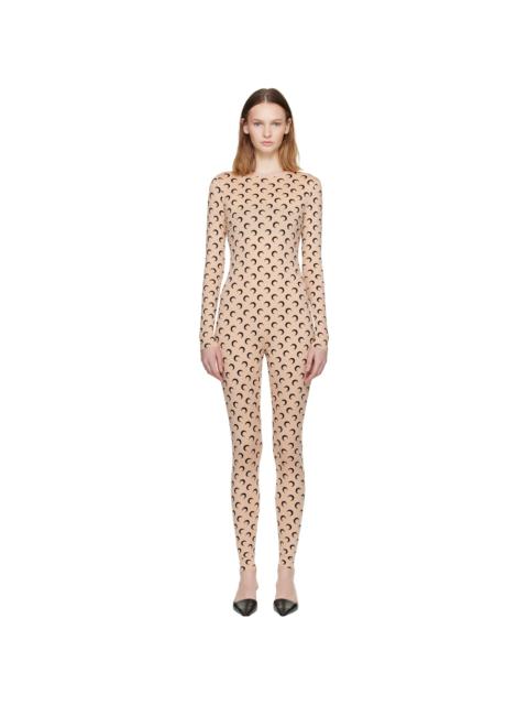 Marine Serre Tan Recycled Jersey Moon Catsuit