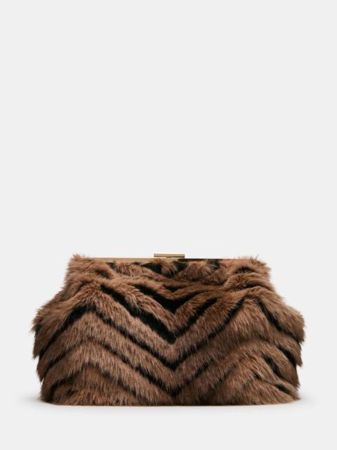 STEVE MADDEN SEFINA FAUX FUR BAG BLACK/TAN