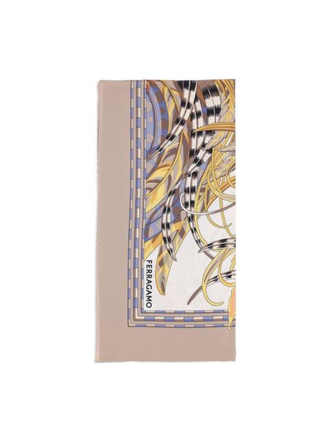 FERRAGAMO rooster-printed square scarf