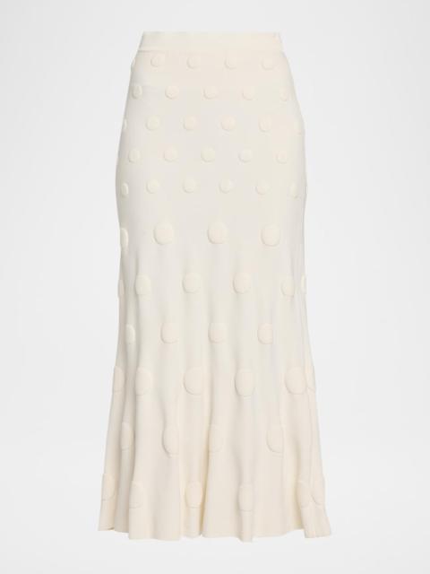 LELA ROSE Pucker Dot Knit Midi Skirt