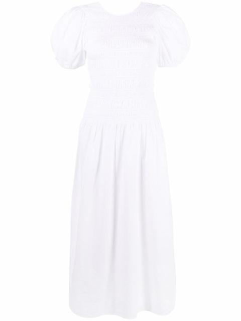 GANNI shirred poplin midi dress