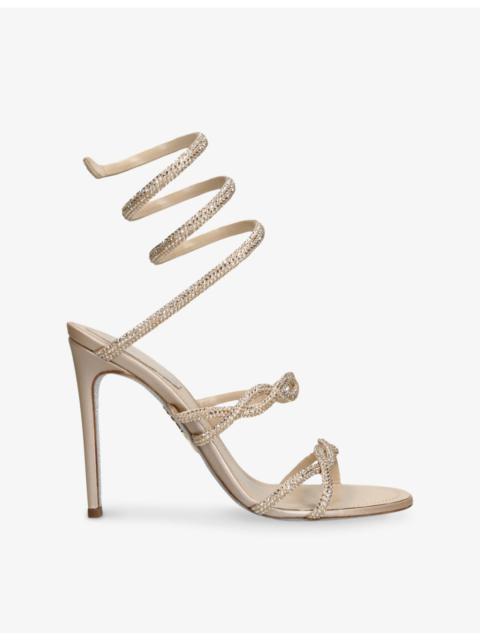 RENE CAOVILLA Cleo Twist 105 Crystal-Embellished Leather Heeled Sandals