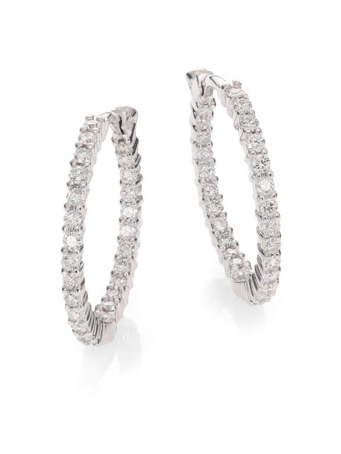 ROBERTO COIN Women's Diamond & 18K White Gold Inside-Outside Hoop Earrings/0.85" - White Gold