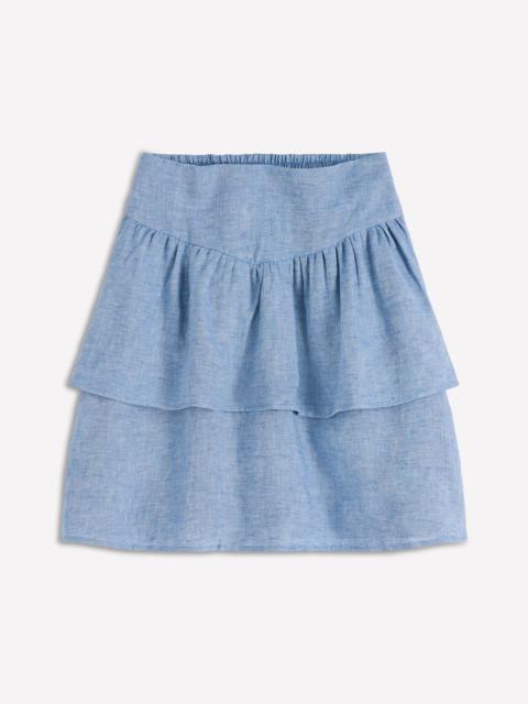 BODEN Tiered Linen Skirt-Blue Chambray