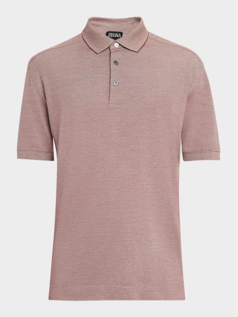 ZEGNA Men's Cotton and Silk Tipped Polo Shirt