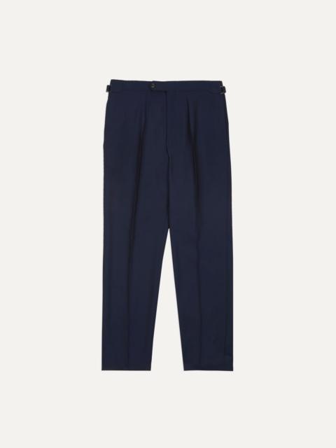Drake's Light Navy Fresco Lite® Single Pleat Trouser