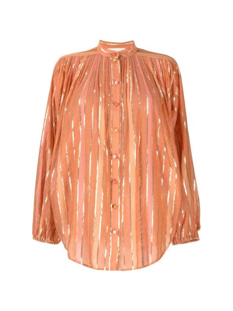 stripe-pattern cotton-blend blouse