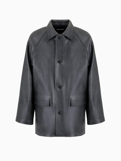 EMPORIO ARMANI Leather-effect coated-fabric pea coat