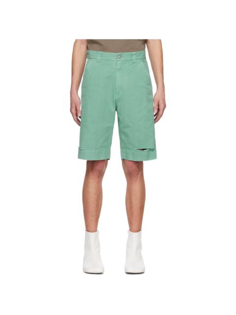 MM6 Maison Margiela Green Distressed Shorts